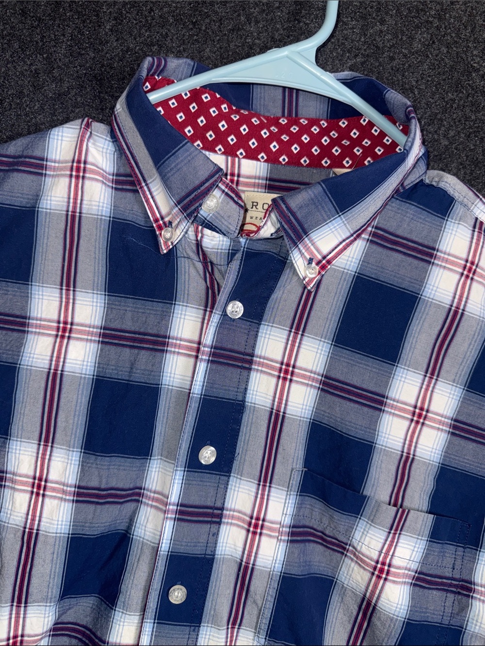 Roper Mens Blue Plaid Short Sleeve Western Button Down Shirt Size M